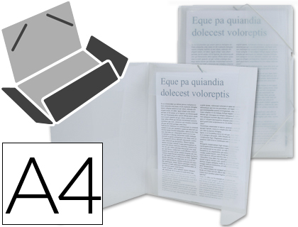 Carpeta de gomas Liderpapel A4 3 solapas polipropileno transparente